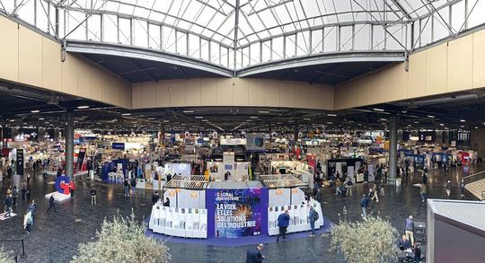 Vue de la halle 6 de Global Industrie 2026, au petit matin.(Source :  Marina Hofstetter)