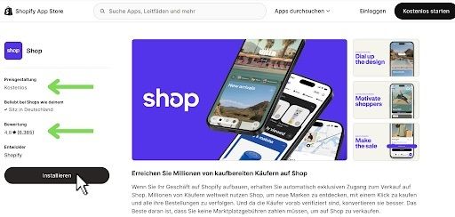 Erweiterungen im Shopify App-Store: Alle wichtigen Informationen wie Preise und Bewertungen finden sich in der Kurzübersicht.(Bild:  Shopif)