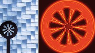 Terahertz-Strahlen erlauben es, ein Objekt (links) durch Textilien hindurch abzubilden, wie die Rekonstruktion (rechts) zeigt. (Empa)