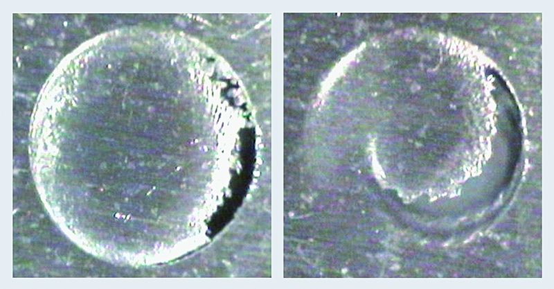 Bild 6: Einfluss der Vorschubgeschwindigkeit vfa auf die Kappenbildung. a) vfa = 60 mm/min, b) vfa = 180 mm/min (Archiv: Vogel Business Media)