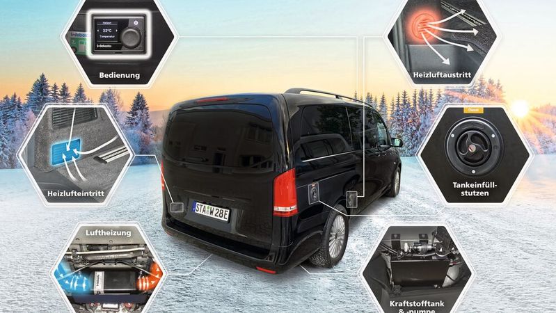 Bei Kleinbussen oder Campervans lohnt sich der Einbau einer kraftstoffbetriebenen Luftheizung wie der Air Top 2000 STC von Webasto. (Bild:  Webasto)