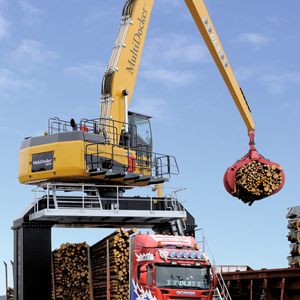 Verschiedene Fahrgestelle stellen Durchfahrbreiten und -höhen von bis zu 5 m sicher, sodass der Multidocker über Bahnwaggons oder Lkw seine Arbeit verrichten kann.