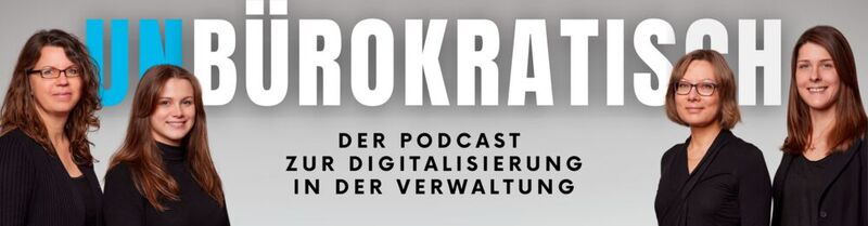 UNBÜROKRATISCH – der Podcast aus der eGovernment-Redaktion (v. l.): Susanne Ehneß, Chiara Maurer, Nicola Hauptmann und Natalie Ziebolz