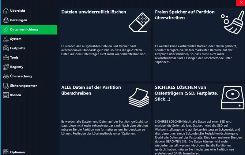 HDCleaner hilft auch bei der Vernichtung von Daten. (Joos/KurtZimmermann Software (Screenshot))