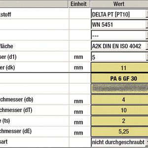 Bild 2: Die Konfiguration der Schraube und des Einschraubdoms mit Delta Calc.  (Bild: Ejot)
