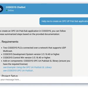 Der KI-Chatbot in der Codesys Online-Hilfe stützt sich ausschliesslich auf die Dokumentation des Tool-Herstellers.(Bild:  Codesys)