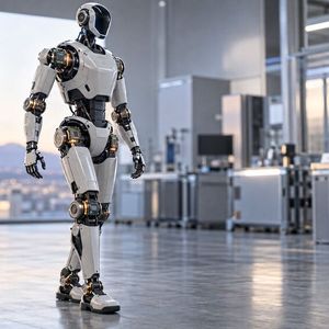 Leistungselektronik für humanoide Roboter: GaN-Transistoren sollen Motorantriebe an Gelenken wie Schultern, Hüften und Knien kompakter und effizienter machen. Nexperia baut dafür sein GaN-Portfolio weiter aus.(Bild:  KI-generiert)