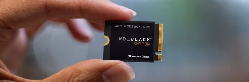 Die WD Black SN770M von Western Digital ist eine PCIe-Gen4-SSD im M.2-2230-Formfaktor, die beim sequenziellen Lesen bis zu 5.150 MB/s schaffen soll.(Bild:  John Scrivener)