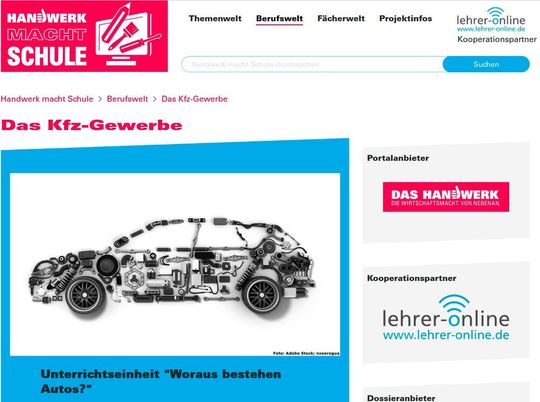 Das Kfz-Gewerbe ist unter anderem mit der Einheit „Woraus bestehen Autos?“ vertreten. Das Kfz-Gewerbe ist unter anderem mit der Einheit „Woraus bestehen Autos?“ vertreten.
