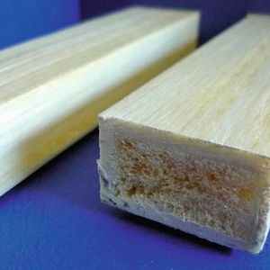 Einstufig zum Profil	 Am IKV pultrudierte Rechteckprofile von 35 mm × 20 mm mit faserverstärkten Deckschichten und Schaumkern. Sonst übliche Konfektionierungs- oder Veredelungsschritte können entfallen.