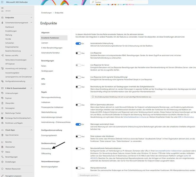 Über die Einstellungen bei Microsoft 365 Defender im Microsoft 365 Admin Center erfolgt das Onboarding von Geräten an Microsoft Defender für Business. (Bild: Microsoft / Joos)