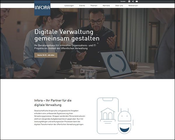 Ihr Partner für die digitale Verwaltung Gesellschaftliche Ansprüche und gesetzliche Vorgaben erfordern eine umfassende Digitalisierung Ihrer Verwaltungsprozesse. Knapper werdenden Personalstrukturen steht ein steigendes Aufgabenwachstum gegenüber. Nur mit leistungsfähigen und wirkungsvollen Prozessen kann die digitale Transformation der öffentlichen Verwaltung gelingen. (Bild: )