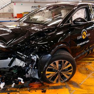 Der Audi Q4 E-Tron schnitt zusammen mit dem Subaru mit 89 Prozent am besten beim Schutz mitfahrender Kinder ab.(Bild:  EuroNCAP)