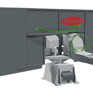 Die Bauteilmanipulation in einer FRW-B-Version übernimmt eine Kipp- und eine Drehachse. Der Stationswechsel erfolgt über eine horizontale Rotationsbewegung.