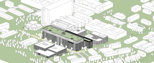 BIM-Modell vom Zentrallabor UKD mit anderen verknüpften Modellen.(Bild:  Formitas AG mit freundlicher Genehmigung von UKD und Carpus+Partner)