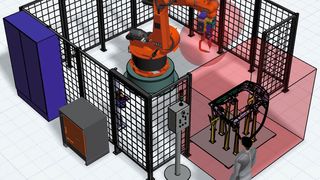 Bild 1: Die Absicherung von Sicherheitstechnik in Verbindung mit Safe Robot kann in der Realität Arbeitsunfälle verhindern. (Bild: Dassault Systèmes)