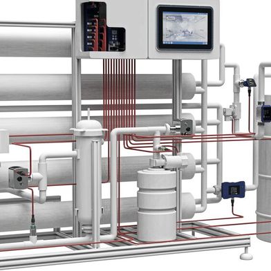 Eine klassische RO-Anlage als kompakte Skid-Lösung, komplett betriebsbereit mit Jumo-Sensoren und Automatisierungssystem variTron (Bild: Jumo)