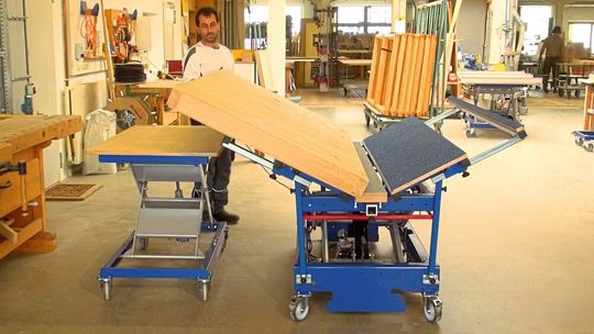 Der Wendo Lift kippt das Werkstück mittels Hydraulik nach innen, sodass es nicht nach außen fallen kann und ohne eine zusätzliche Fixierung auskommt.(Bild:  Barth)