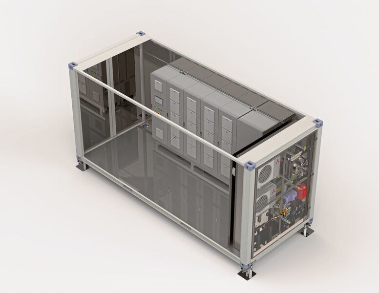 Bild 2: Einblick in den Container für einen italienischen Verpackungshersteller – Komplettsystem mit MSC-Umrichter, Ultrakondensator-Speicher und Kühlsystem.  (Freqcon)