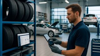 Über die App können Betriebe Kundenreifen im eigenen Lager digital verwalten. (Bild: KI-generiert)