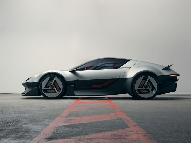 The Alpine A310 Vision is 4.55 meters long, 1.18 meters high, and 2.03 meters wide at its widest point at the rear. The wheelbase is 2.45 meters. (Source: Alpine)
