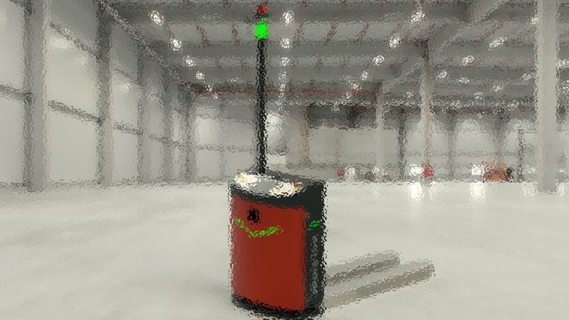 Der Melkus G130 3.0 als neues Power-AGV mit elektrischem Differentialgetriebe für Fahrten mit hoher Geschwindigkeit, einem 360°-Rundumblick und einem hocheffizienten Batterie- und Ladekonzept.(Bild:  Melkus Mechatronic)