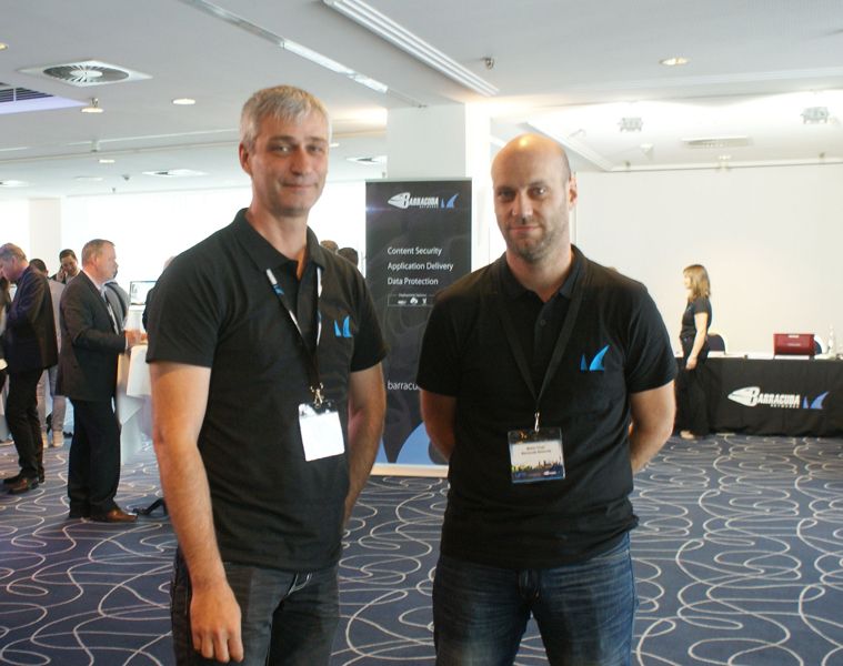 Peter Marte und Martin Huter betreuten die technische Breakout Session zum Thema „The Service Based Firewall Application Control X-Large“. (Barracuda Networks)