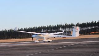 Der entscheidende Moment: Die STEMME S15 – LAPAZ  kurz vor dem Aufsetzen bei ihrer ersten automatischen Landung (Foto: TU Berlin)