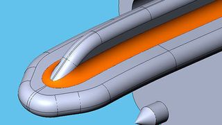 Kombination traditioneller Schnittstrategien mit trochoidalen
Bewegungen: a) vor dem Entfernen der Verundung (DP Technology)
