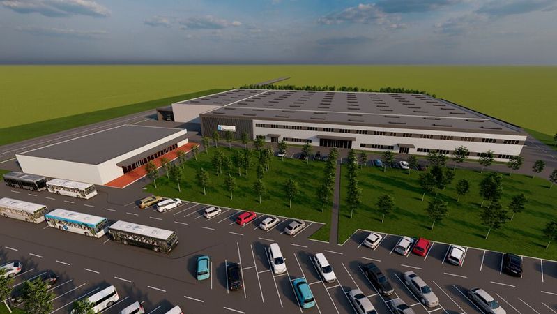 Visualisierung des neuen Eberspächer-Werks für elektrische Fahrzeugheizungen in Ruse, Bulgarien.(Bild:  Eberspächer)