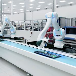 Automatisierung mit künstlicher Intelligenz: Maira ist der erste kommerziell erhältliche kognitive Roboter der Welt. Er nimmt wahr, lernt, passt sich an wie ein Mensch – mit Machine Vision, räumlicher Audioverarbeitung und selbstoptimierenden Arbeitsabläufen. (Bild:  Neura)