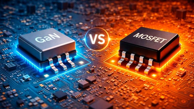 Gallium nitride (GaN) power devices are increasingly challenging silicon MOSFETs in low-voltage power conversion by enabling higher efficiency and switching performance.(Source:  AI-generated (OpenAI DALL·E))
