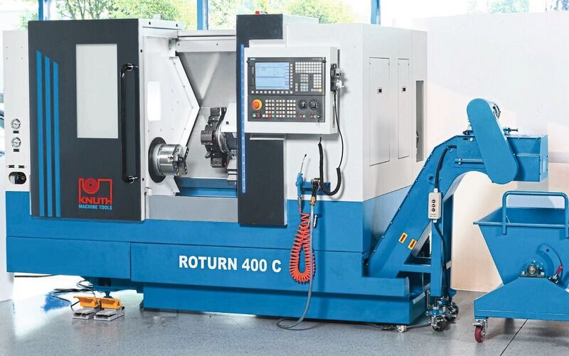 Die CNC-Schrägbett-Drehmaschine Roturn 400 C von Knuth Werkzeugmaschinen kommt mit laut Hersteller mit der zukunftssicheren Steuerung Siemens 828 D Basic zum Anwender. Sie gilt als robust und produktiv bei der Bearbeitung von Werkstücken bis 430 mm Länge und 400 mm Durchmesser über Bett. (Knuth)
