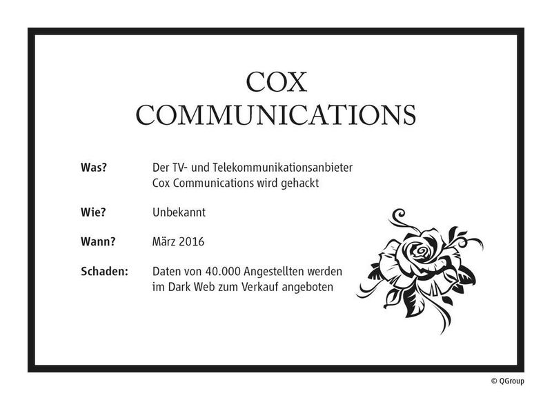 Der US-amerikanische TV- und Telekommunikationsanbieter Cox Communications wird offenbar Opfer eines Datendiebstahls. Über eine Attacke ist nichts bekannt, allerdings stehen persönliche Daten von 40.000 Angestellten im Dark Web zum Verkauf. (QGroup)
