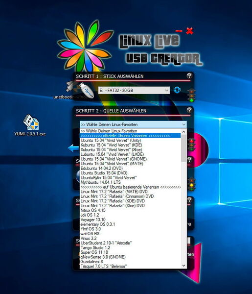 Mit dem Linux Live USB Creator können auch Linux-CDs aus dem Internet geladen und auf USB kopiert werden. (Th. Joos)