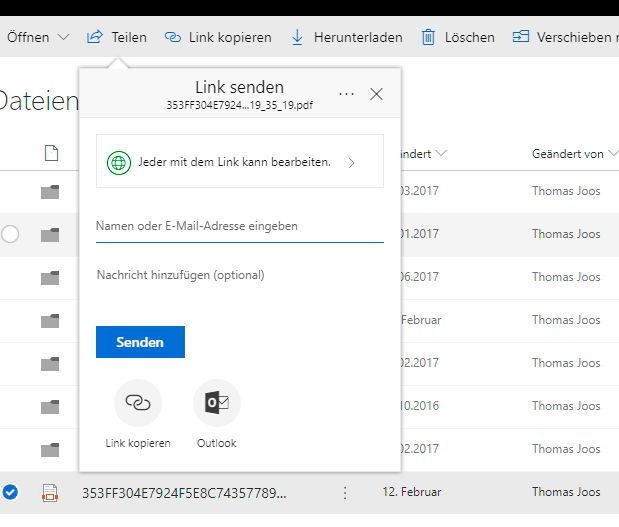 Freigeben von Dateien. (Thomas Joos / Microsoft)