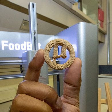 Prototyp der µ-Bites: 3D-gedruckte Kekse auf Basis von pflanzlichen Abfallstoffen und Kunststoffresten. (Bild: SIU Carbondale Communications)