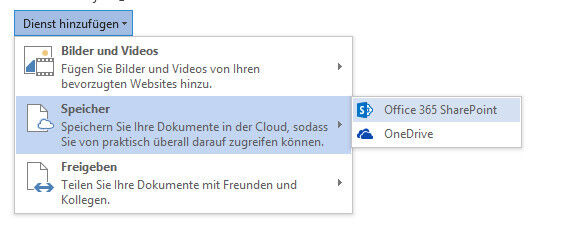 Abb. 7: In Office 2013 binden Anwender OneDrive for Business direkt als Speicher an. (Bild: Microsoft)