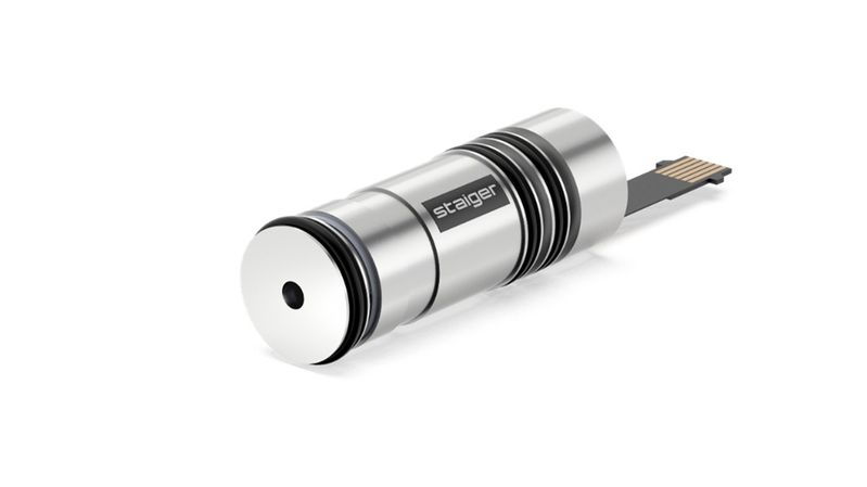 Das Ventil mit integriertem Sensor bietet präzise Drucksteuerung und auch Druckmessung in einem einzigen Bauteil mit nur 8 mm Außendurchmesser.(Bild:  Staiger)