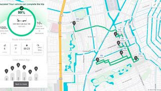 Das Resultat einer Suche mit dem EV Truck Route Planner. (Bild: PTV)