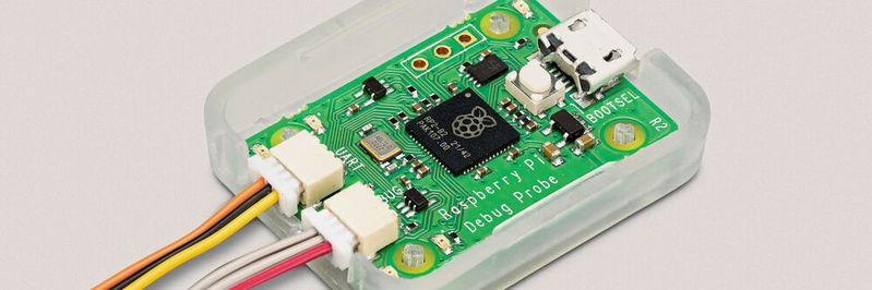 Raspberry Pi Debug Probe im offenen Gehäuse: mit serieller Debug- und UART-Schnittstelle. Raspberry Pi Debug Probe im offenen Gehäuse: mit serieller Debug- und UART-Schnittstelle.