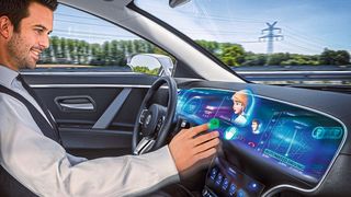 Natural 3-D-Centerstack-Display: 3-D-Erlebnis für alle Passagiere – ohne Spezialbrille und erstmals mit Touch-Funktion. (Continental)