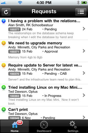 Helpdesk für unterwegs: IT-Manager und Supportmitarbeiter können auch unterwegs über native Applikationen für iOS- und Android-Betriebssysteme auf die Benutzeroberfläche von Absolute Service zugreifen. (Bild: Absolute Software)