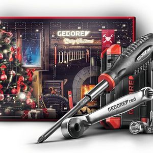 Der Gedore-Adventskalender bietet ein vielseitiges Set aus Bits, Steckschlüsseleinsätzen und einer Mini-Bit-Knarre für flexible Anwendungen.(Bild:  Gedore)