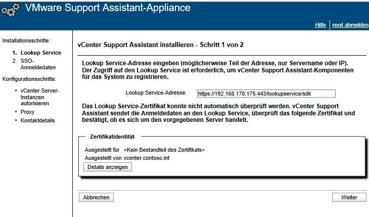 Die Einrichtung der VMware vCenter Server Support Assistant-Appliance erfolgt über einen webbasierten Assistenten. (Joos)