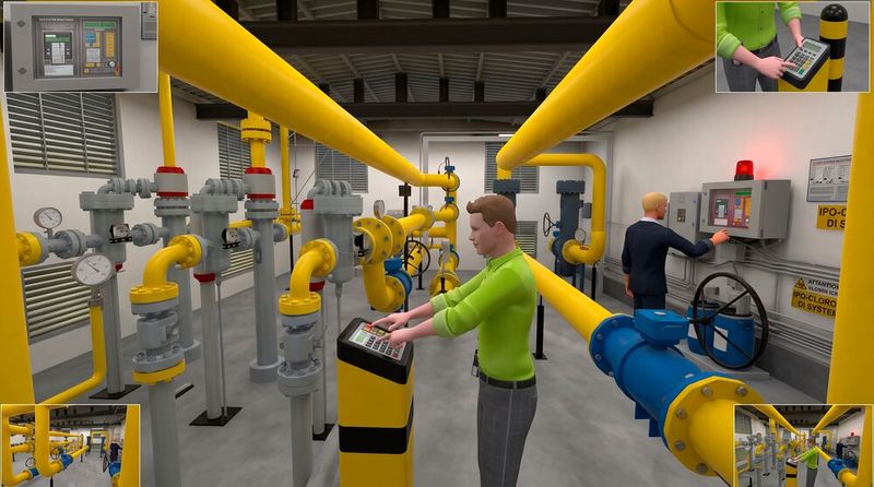 Abb. 2: Trainingsszene, Teilnehmer/Trainer in der virtuellen Anlage (Bild: Circle4XR)