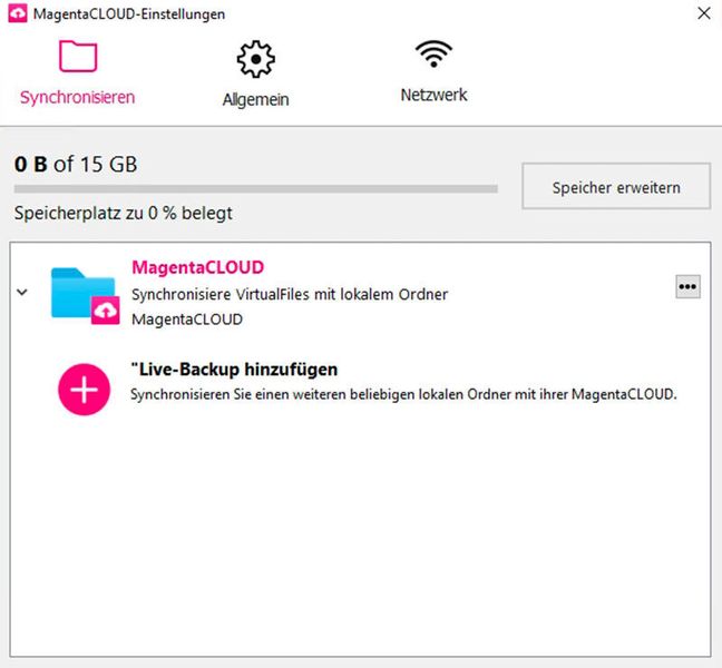 Anpassen der Einstellungen der MagentaCloud. (Joos)