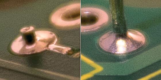 Bild 5: Quell- und Zielseite einer Lötung anhand Heat-Lifting mit Konvergenz-Pad.