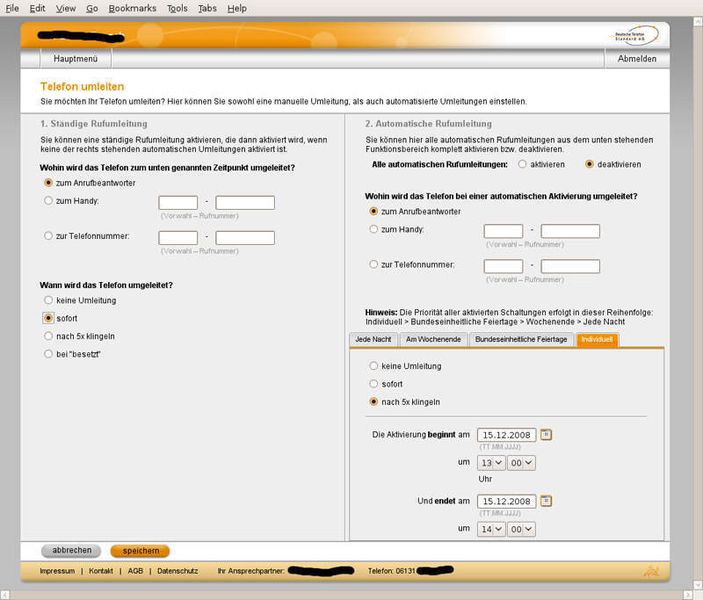 DTSt-Screenshot: Umleiten von Anrufen (1) (Archiv: Vogel Business Media)