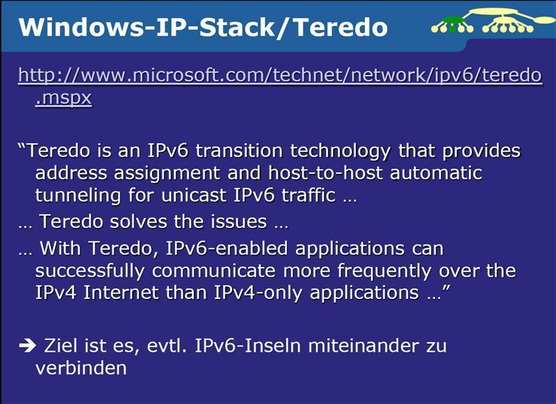 Ab Windows Vista ist Teredo für das IPv4/IPv6-Tunneling eingebaut. Allerdings kann die Software inaktiv oder aktiv geschaltet sein. (Archiv: Vogel Business Media)